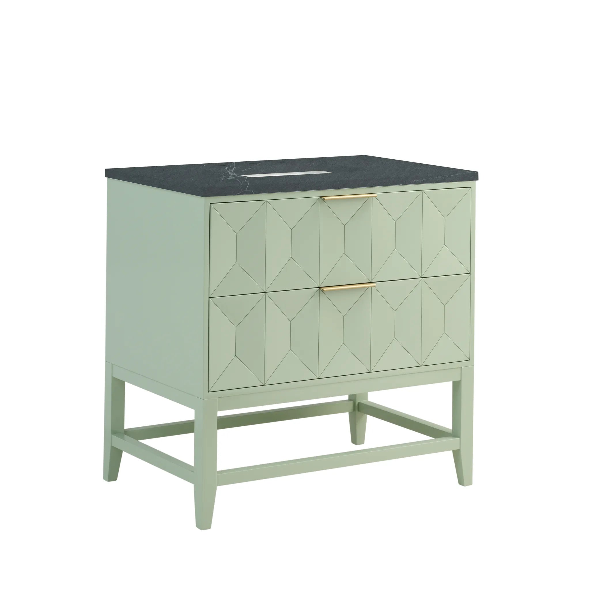 36" Emmeline Single Vanity in Pistachio-Charcoal Soapstone Silestone-8" Widespread image 9