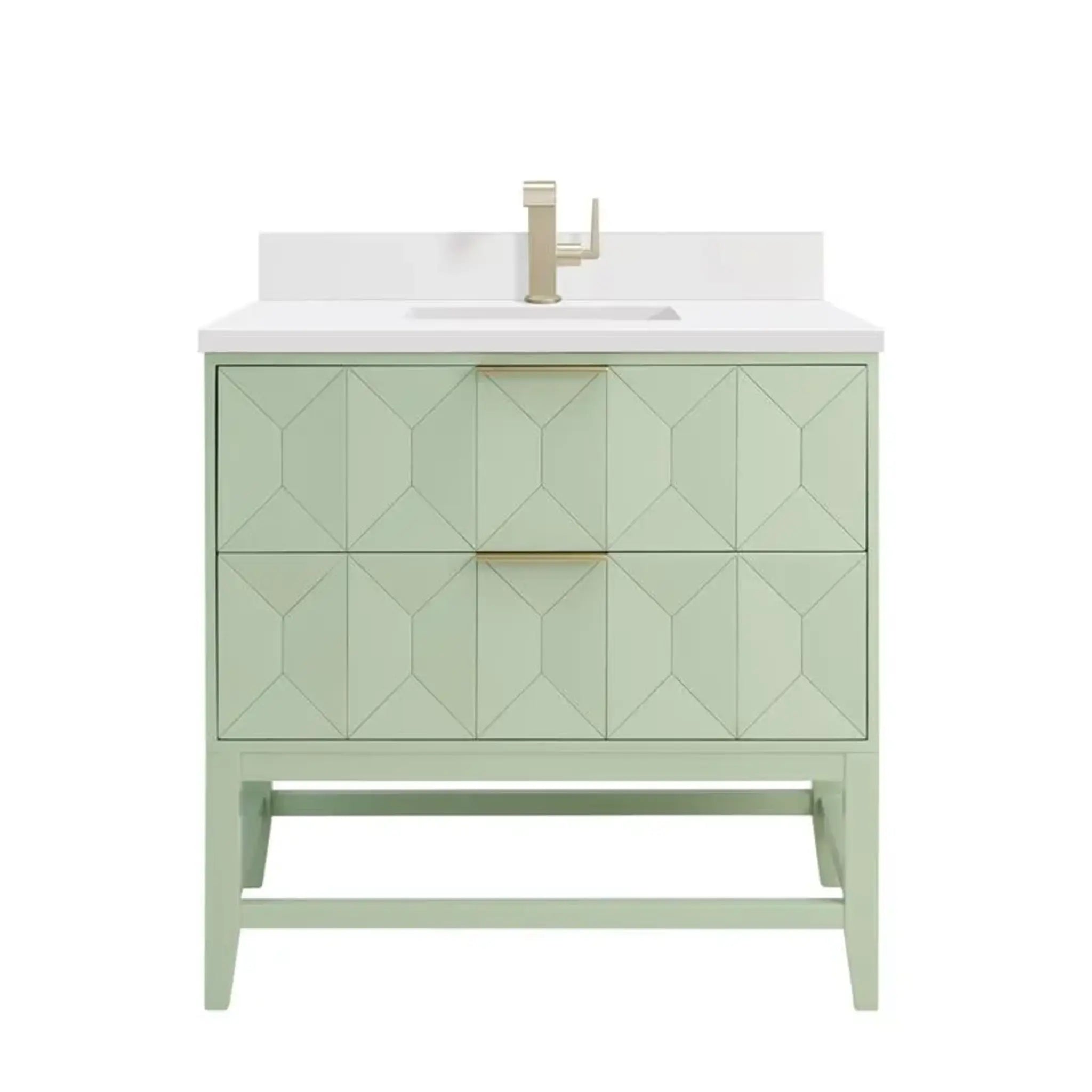 36" Emmeline Single Vanity in Pistachio-White Zeus Silestone & Backsplash-Single Hole image