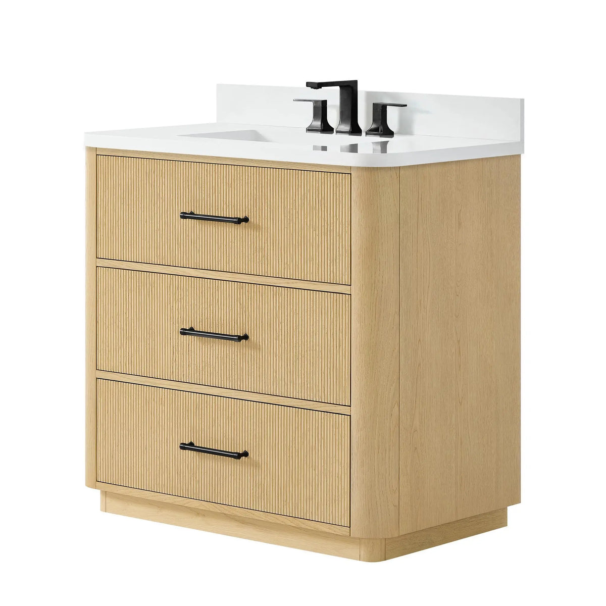 36" Francesca Single Bathroom Vanity Scandinavian Oak Matte Black Trim by wyndham View 20