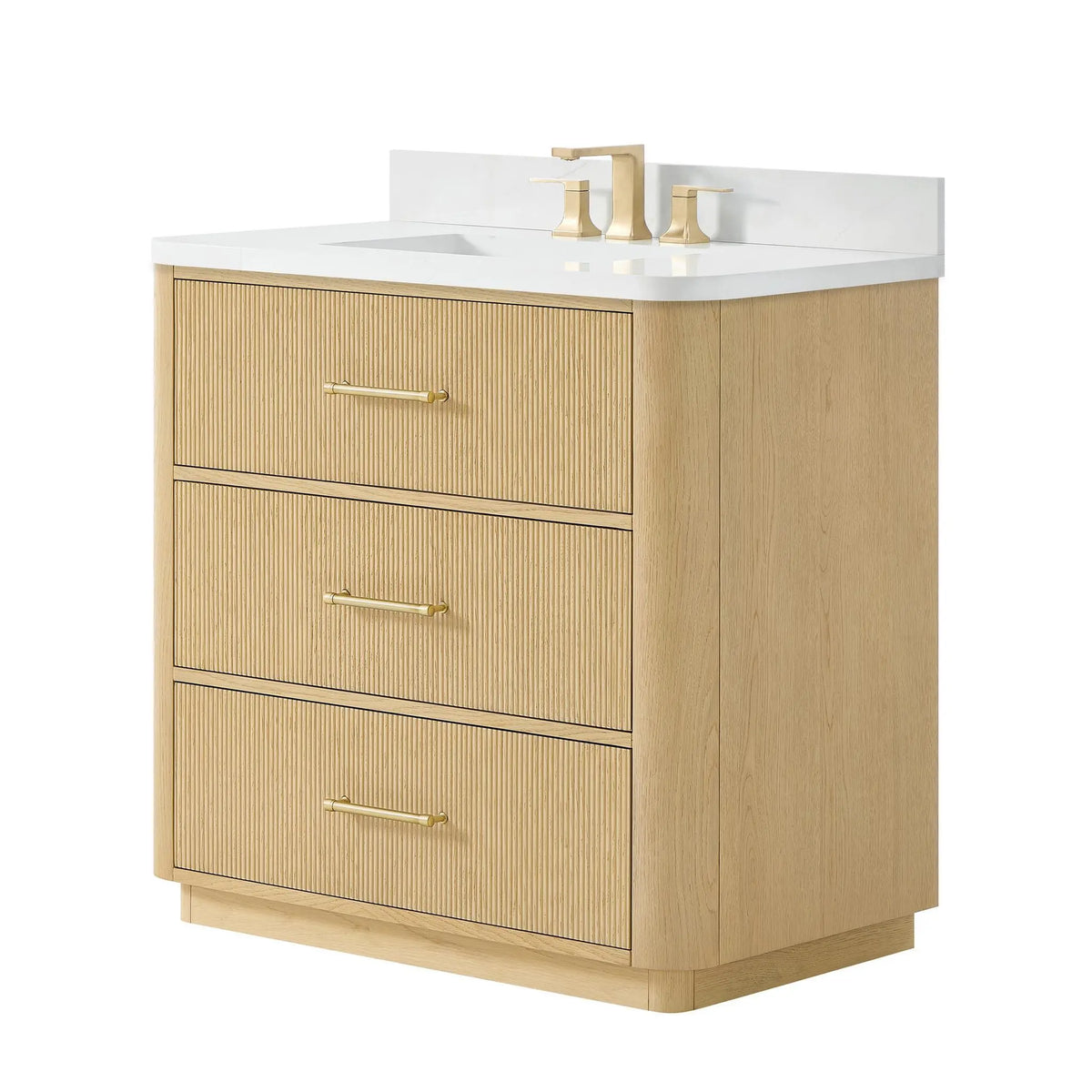 36" Francesca Single Bathroom Vanity Scandinavian Oak Satin Bronze Trim by wyndham View 10
