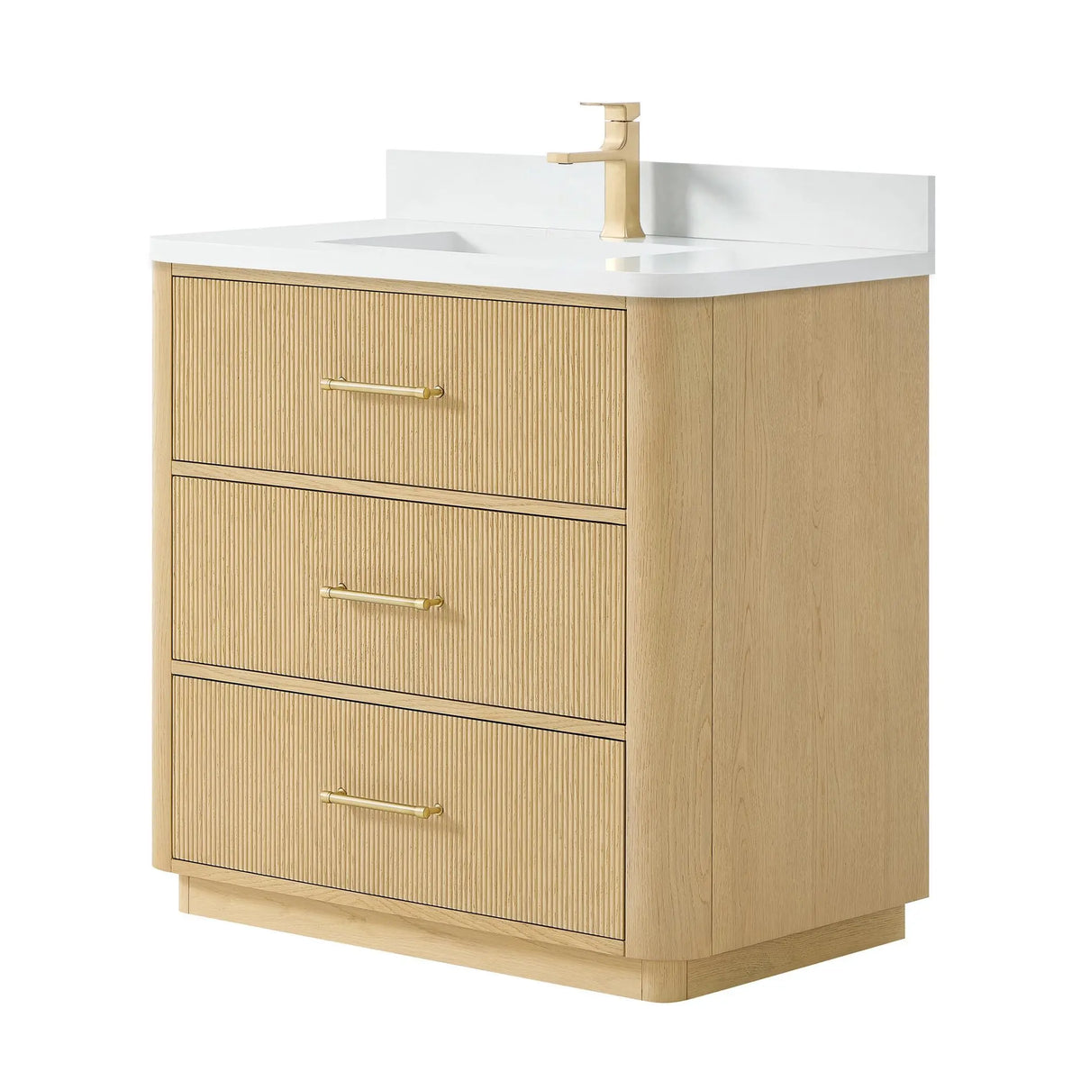 36" Francesca Single Bathroom Vanity Scandinavian Oak Satin Bronze Trim by wyndham View 15
