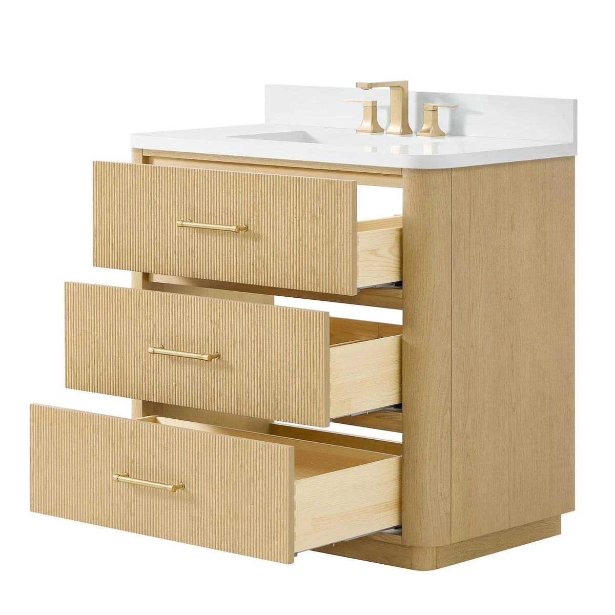 36" Francesca Single Bathroom Vanity Scandinavian Oak Satin Bronze Trim by wyndham View 18