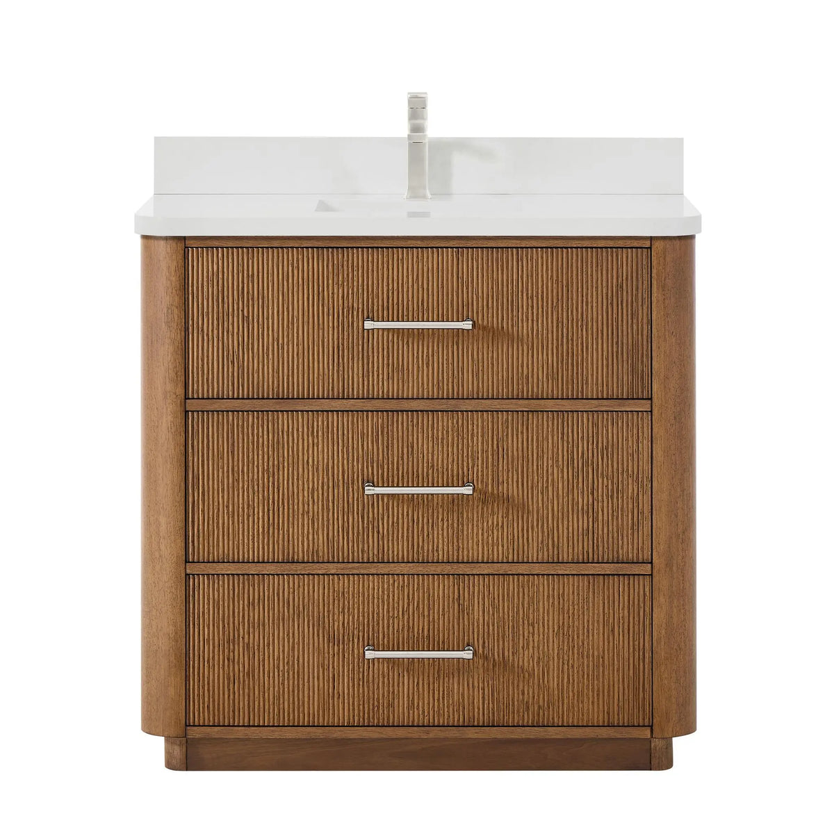 36" Francesca Single Bathroom Vanity Toasted Walnut Brushed Nickel Trim by wyndham View 11