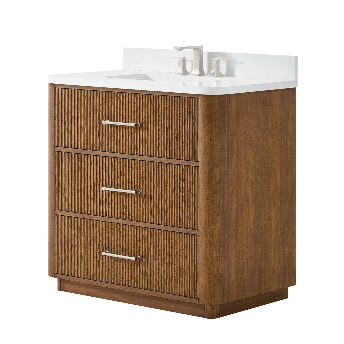 36" Francesca Single Bathroom Vanity Toasted Walnut Brushed Nickel Trim by wyndham View 20