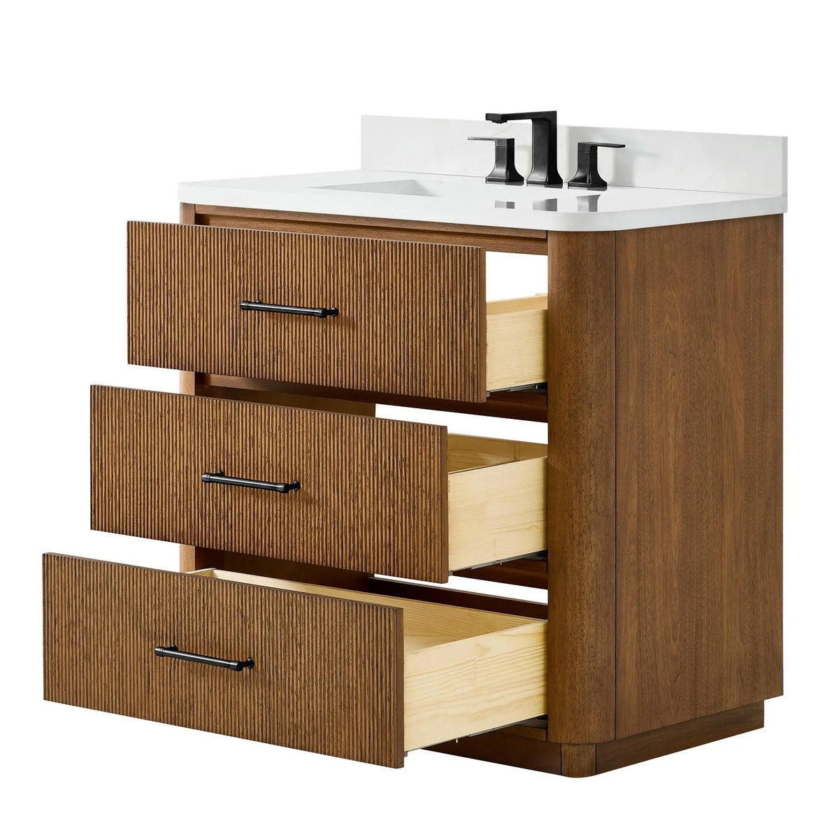 36" Francesca Single Bathroom Vanity Toasted Walnut Matte Black Trim by wyndham View 8