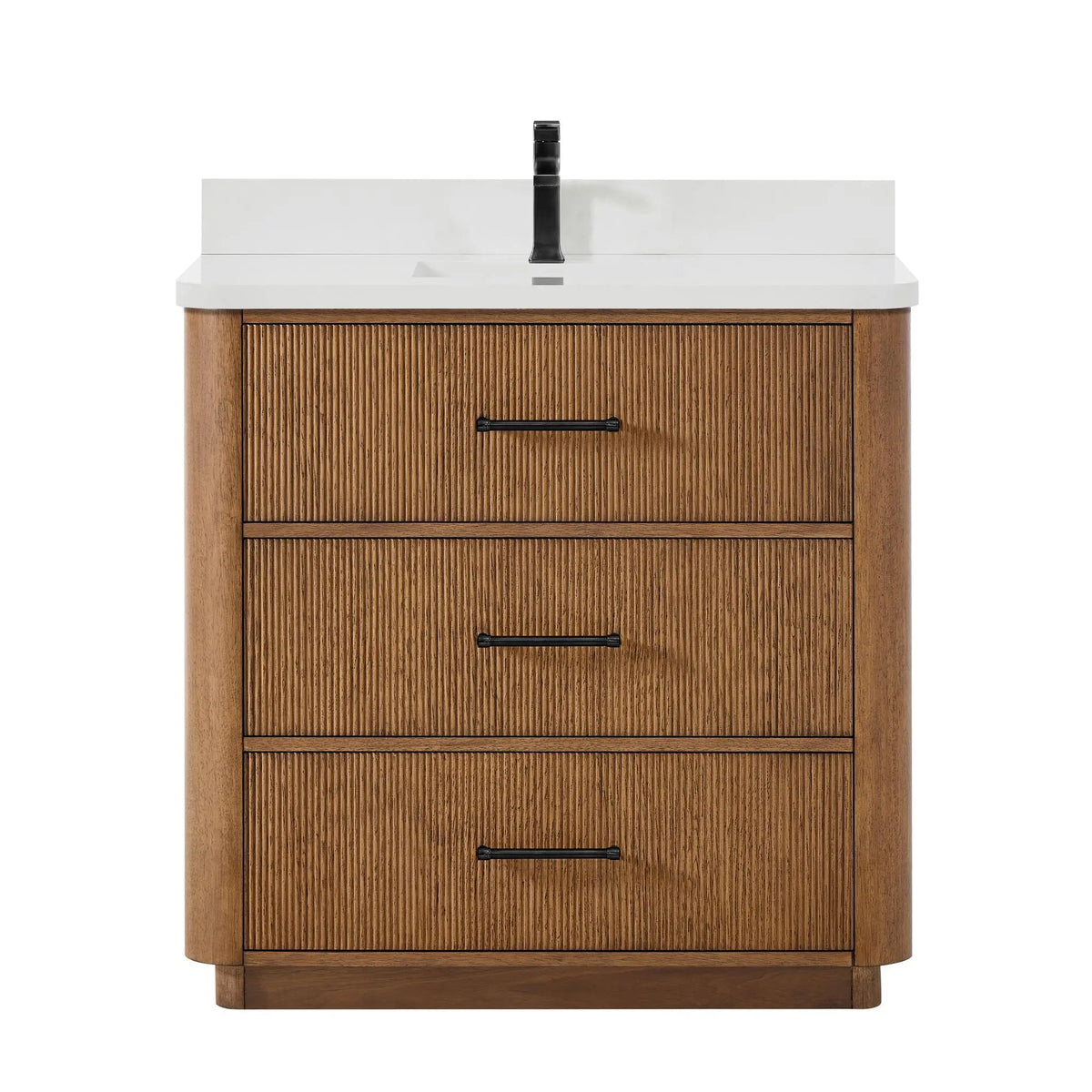 36" Francesca Single Bathroom Vanity Toasted Walnut Matte Black Trim by wyndham View 11