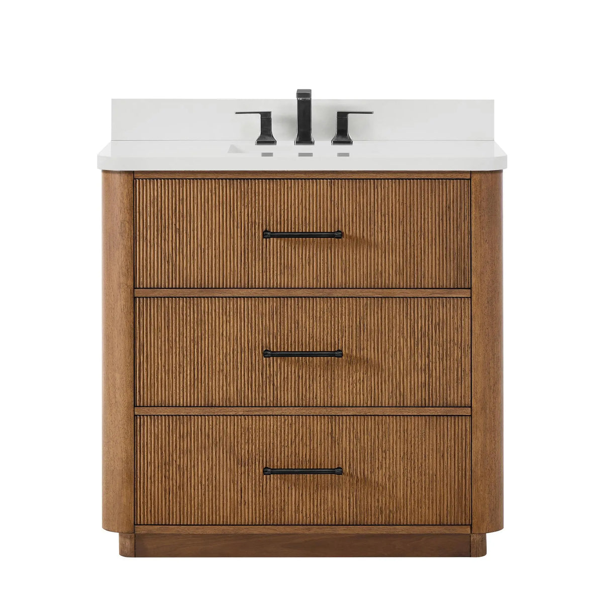 36" Francesca Single Bathroom Vanity Toasted Walnut Matte Black Trim by wyndham View 16