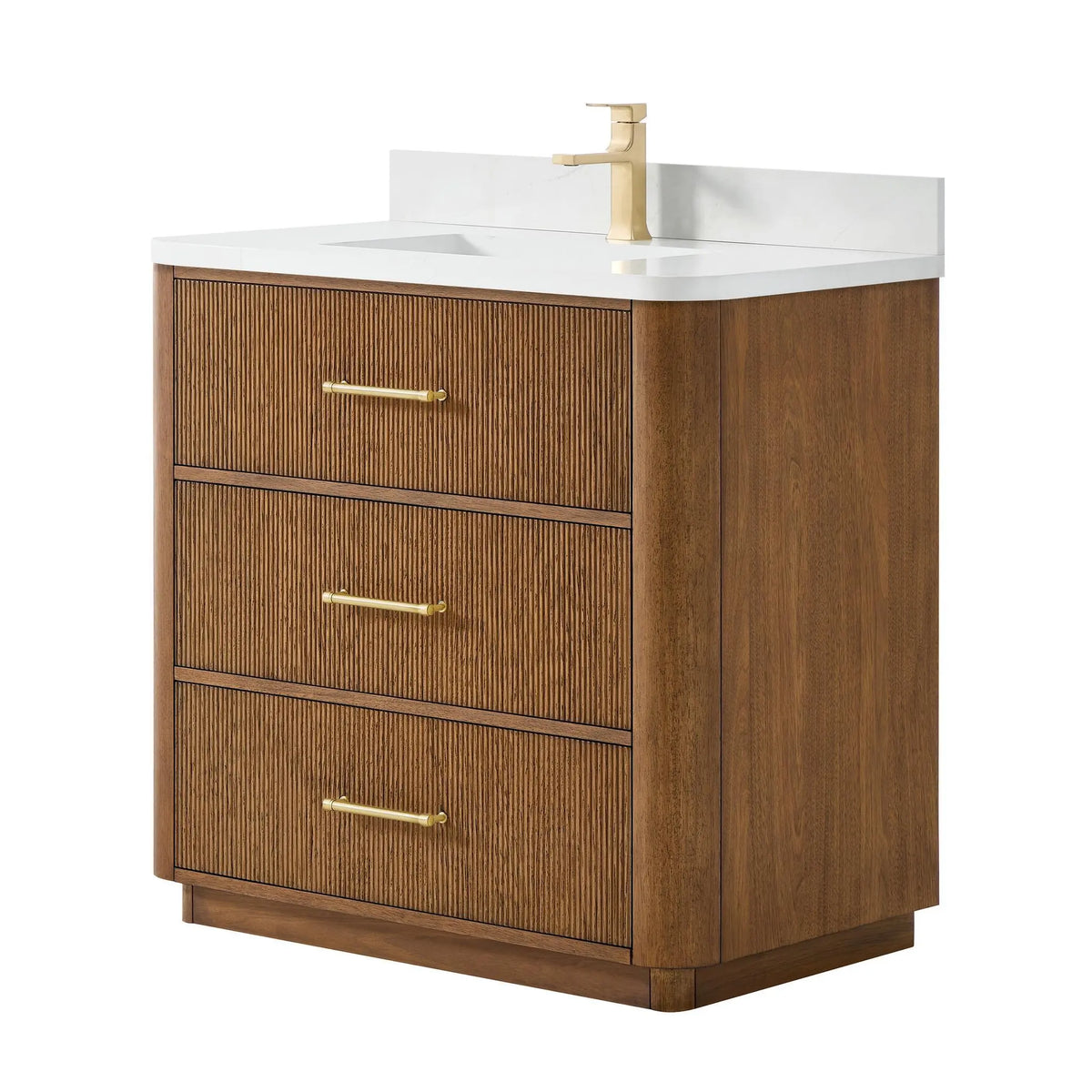 36" Francesca Single Bathroom Vanity Toasted Walnut Satin Bronze Trim by wyndham View 5