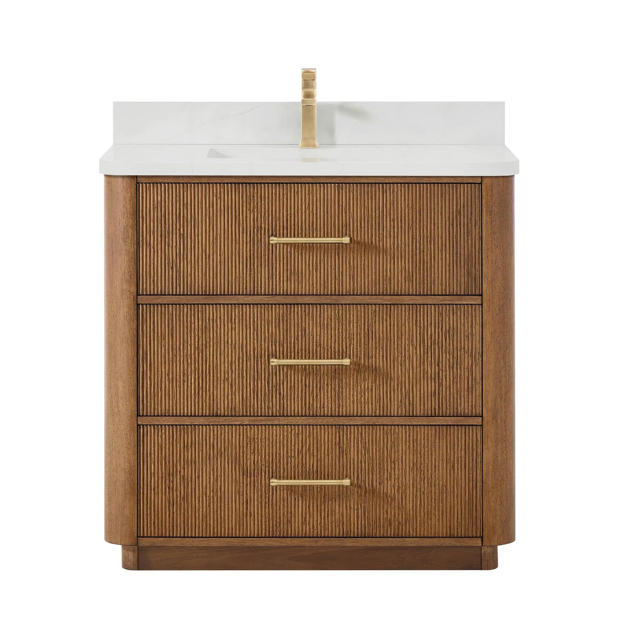 36" Francesca Single Bathroom Vanity Toasted Walnut Satin Bronze Trim by wyndham View 1