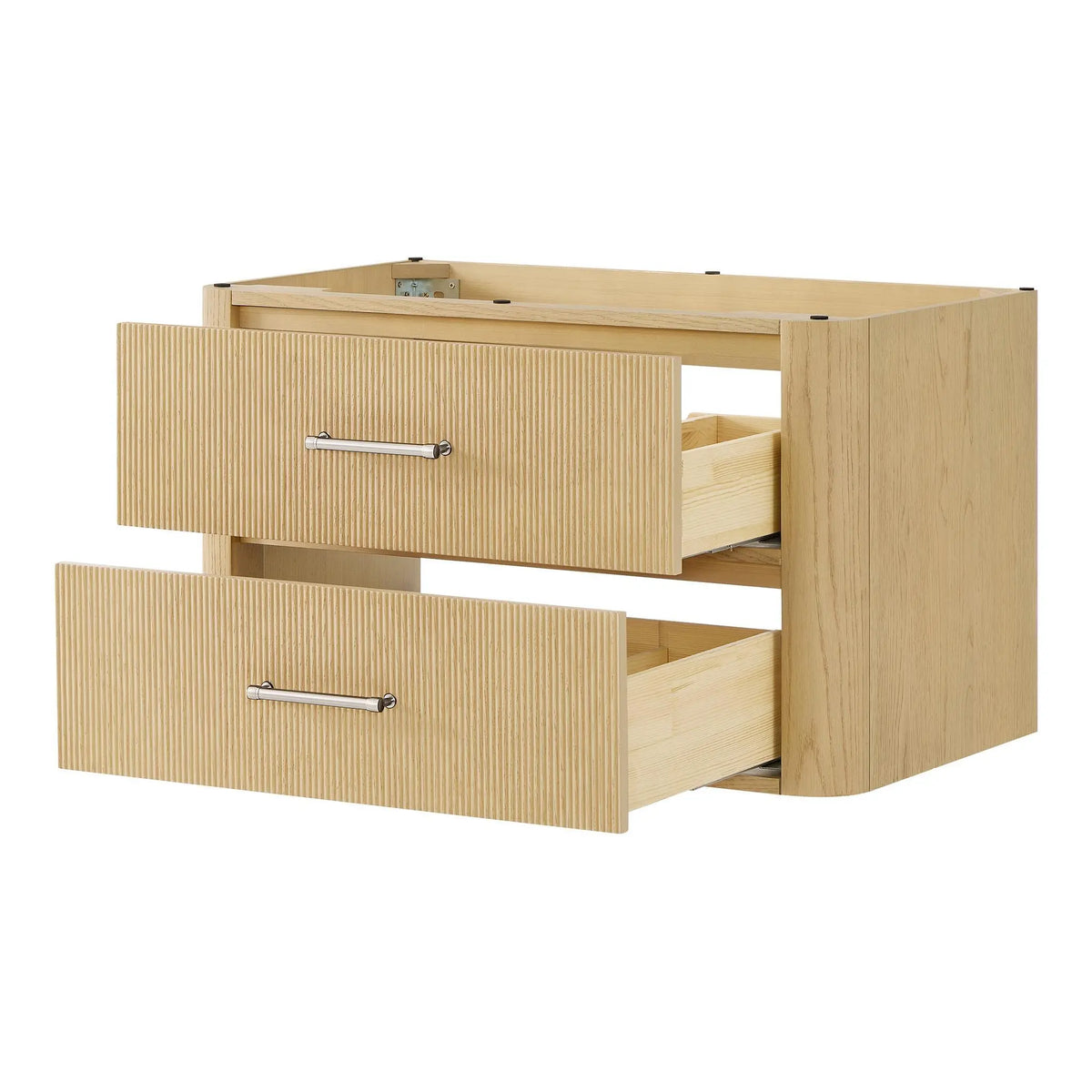 36" Francesca Single Wall Mounted Bathroom Vanity Scandinavian Oak Brushed Nickel Trim by wyndham View 22
