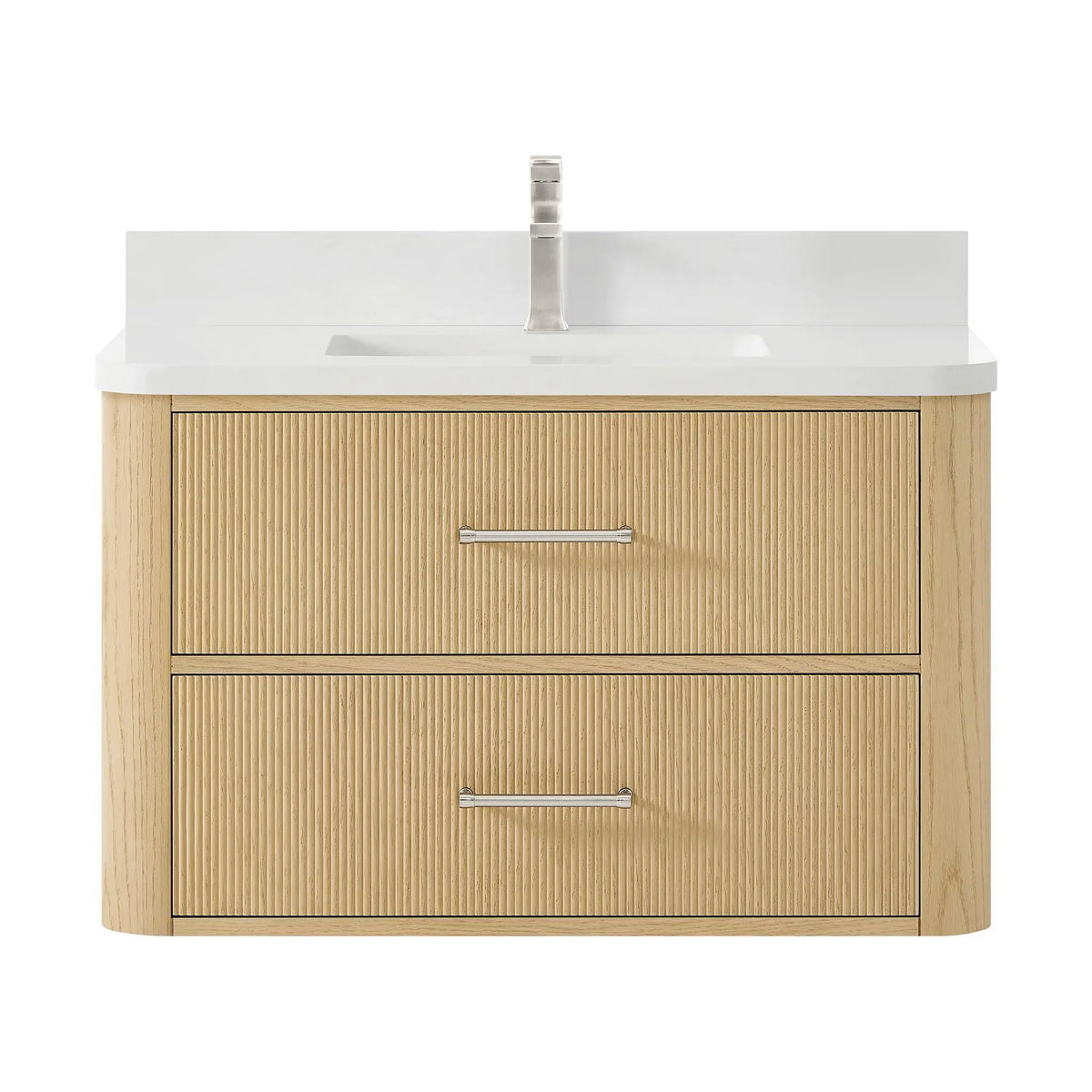 36" Francesca Single Wall Mounted Bathroom Vanity Scandinavian Oak Brushed Nickel Trim by wyndham View 11
