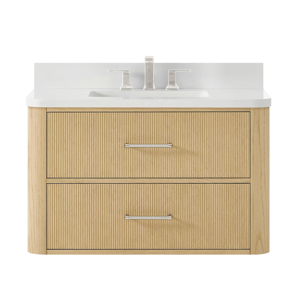 36" Francesca Single Wall Mounted Bathroom Vanity Scandinavian Oak Brushed Nickel Trim by wyndham View 16