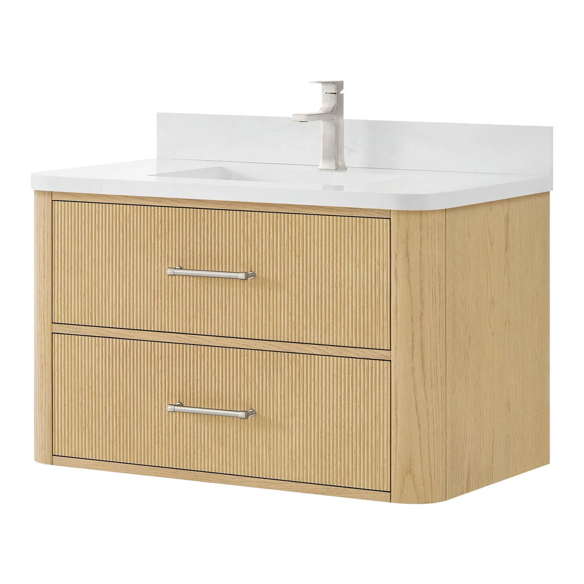 36" Francesca Single Wall Mounted Bathroom Vanity Scandinavian Oak Brushed Nickel Trim by wyndham View 5