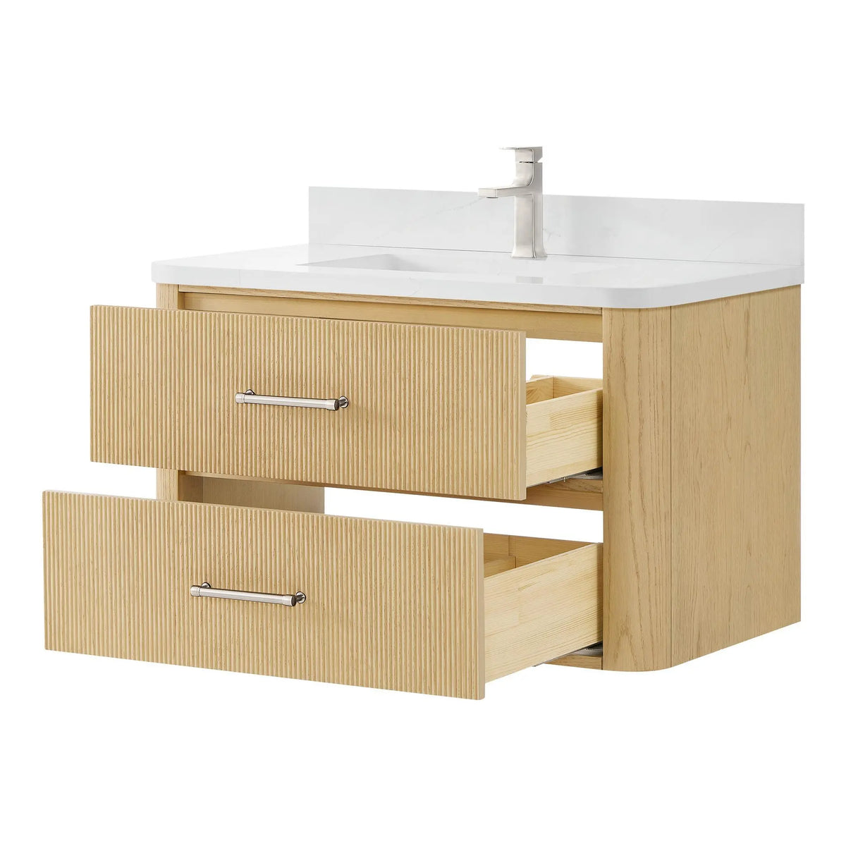 36" Francesca Single Wall Mounted Bathroom Vanity Scandinavian Oak Brushed Nickel Trim by wyndham View 3