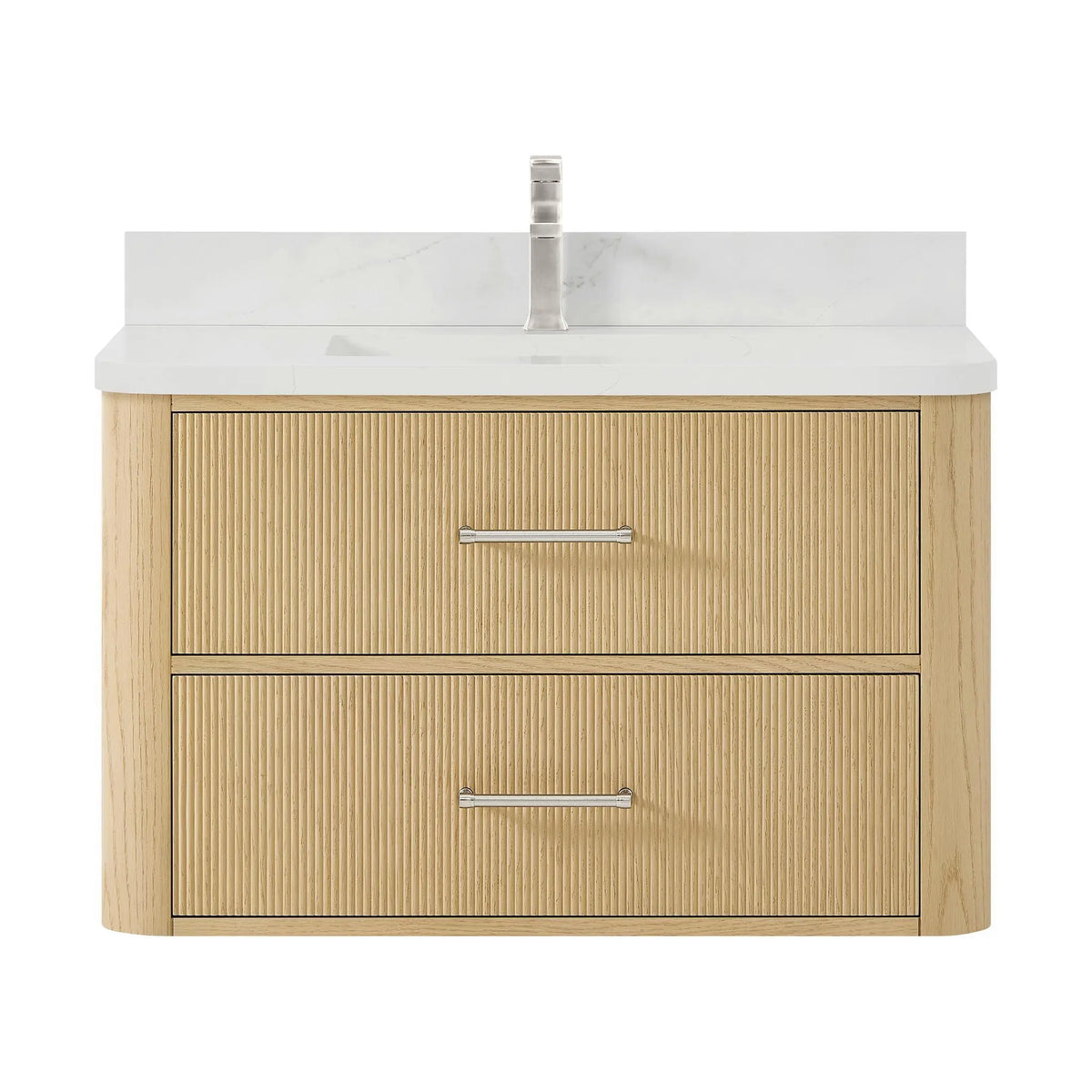 36" Francesca Single Wall Mounted Bathroom Vanity Scandinavian Oak Brushed Nickel Trim by wyndham View 1