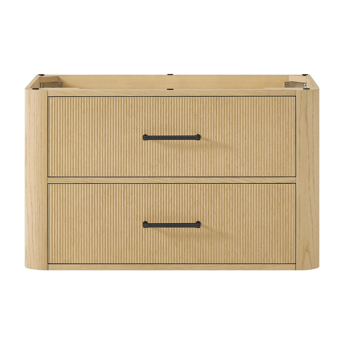 36" Francesca Single Wall Mounted Bathroom Vanity Scandinavian Oak Matte Black Trim by wyndham View 21