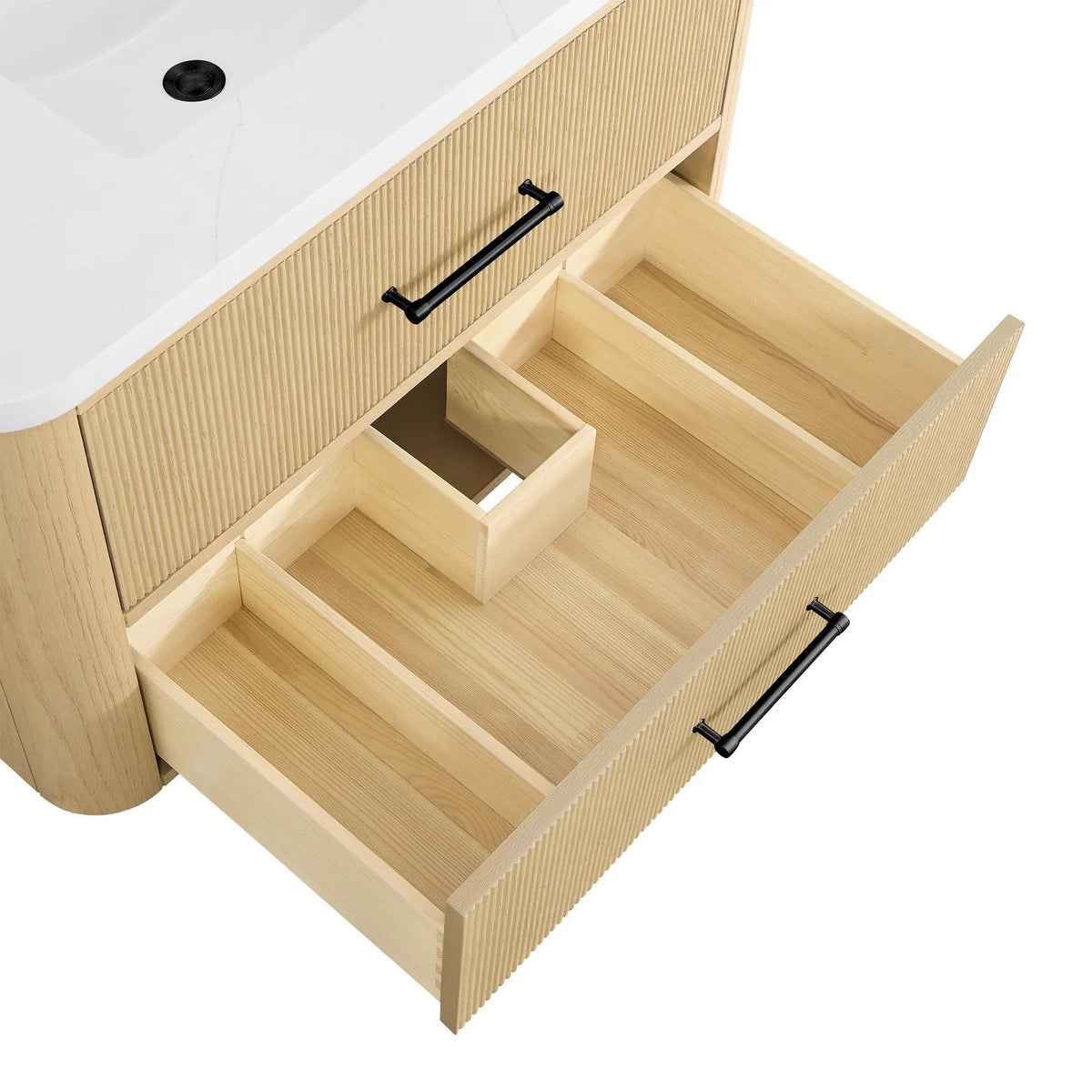 36" Francesca Single Wall Mounted Bathroom Vanity Scandinavian Oak Matte Black Trim by wyndham View 25