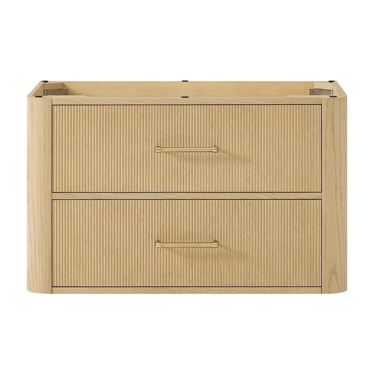 36" Francesca Single Wall Mounted Bathroom Vanity Scandinavian Oak Satin Bronze Trim by wyndham View 21