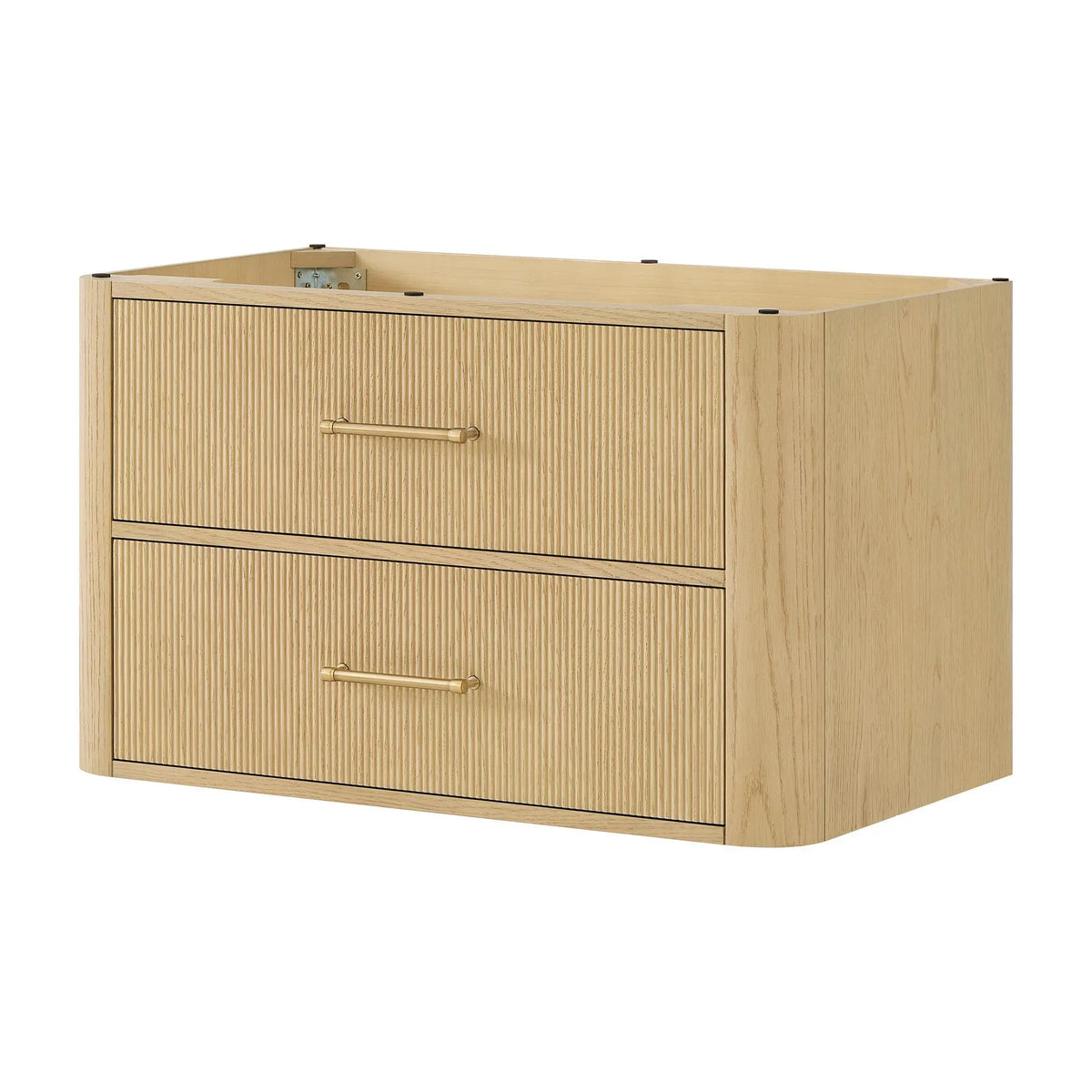 36" Francesca Single Wall Mounted Bathroom Vanity Scandinavian Oak Satin Bronze Trim by wyndham View 24