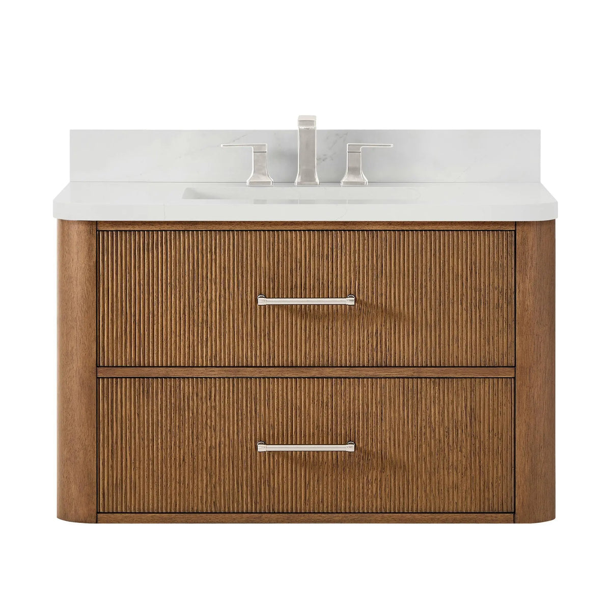 36" Francesca Single Wall Mounted Bathroom Vanity Toasted Walnut Brushed Nickel Trim by wyndham View 6