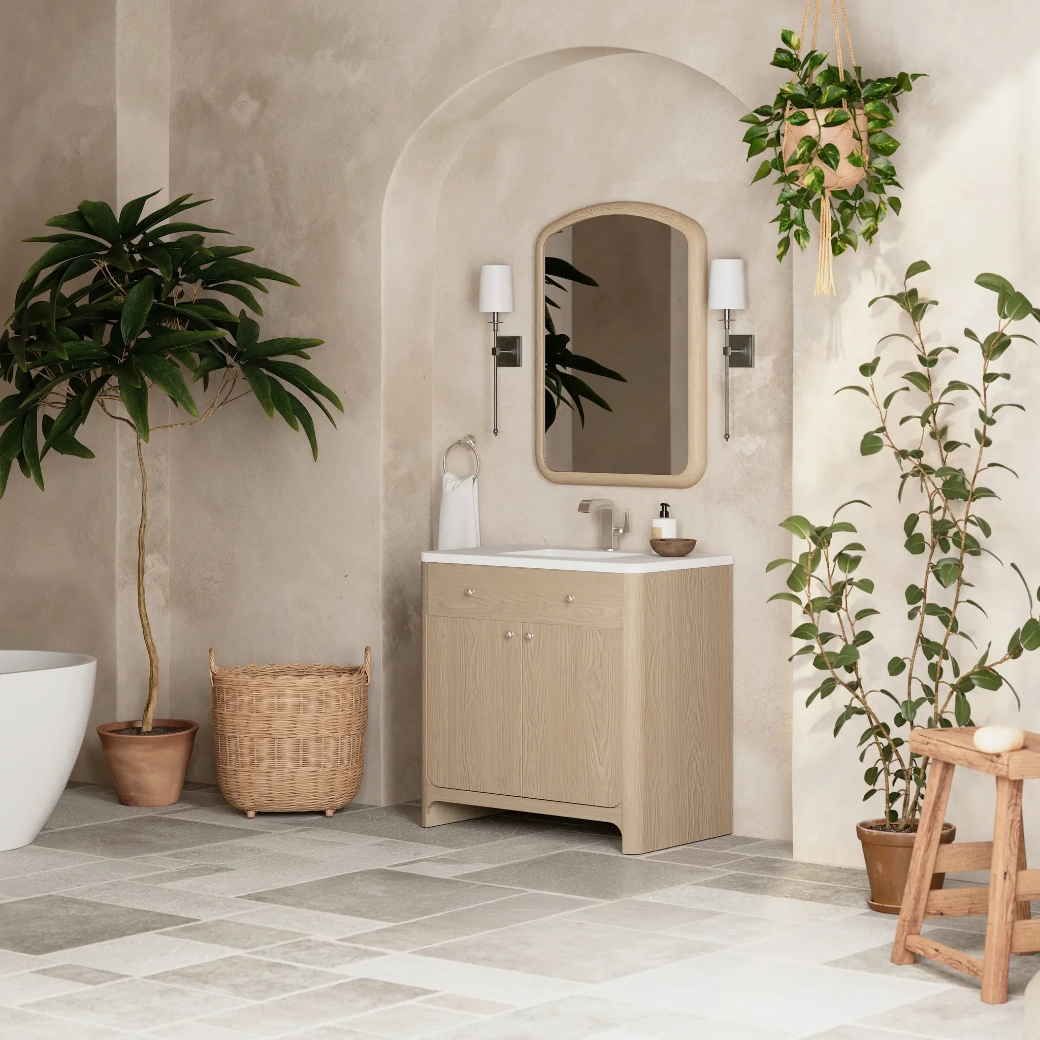 36" Gracyn Single Vanity in Coastal Driftwood-White Zeus Silestone-Single Hole image 3