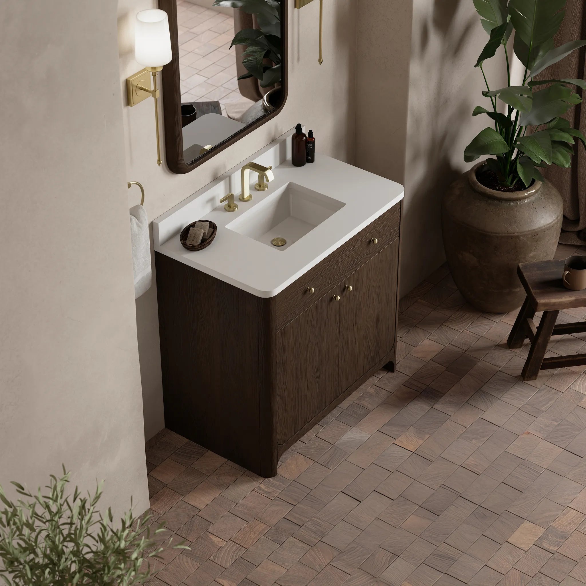 36" Gracyn Single Vanity in Sable-White Zeus Silestone-8" Widespread image 3