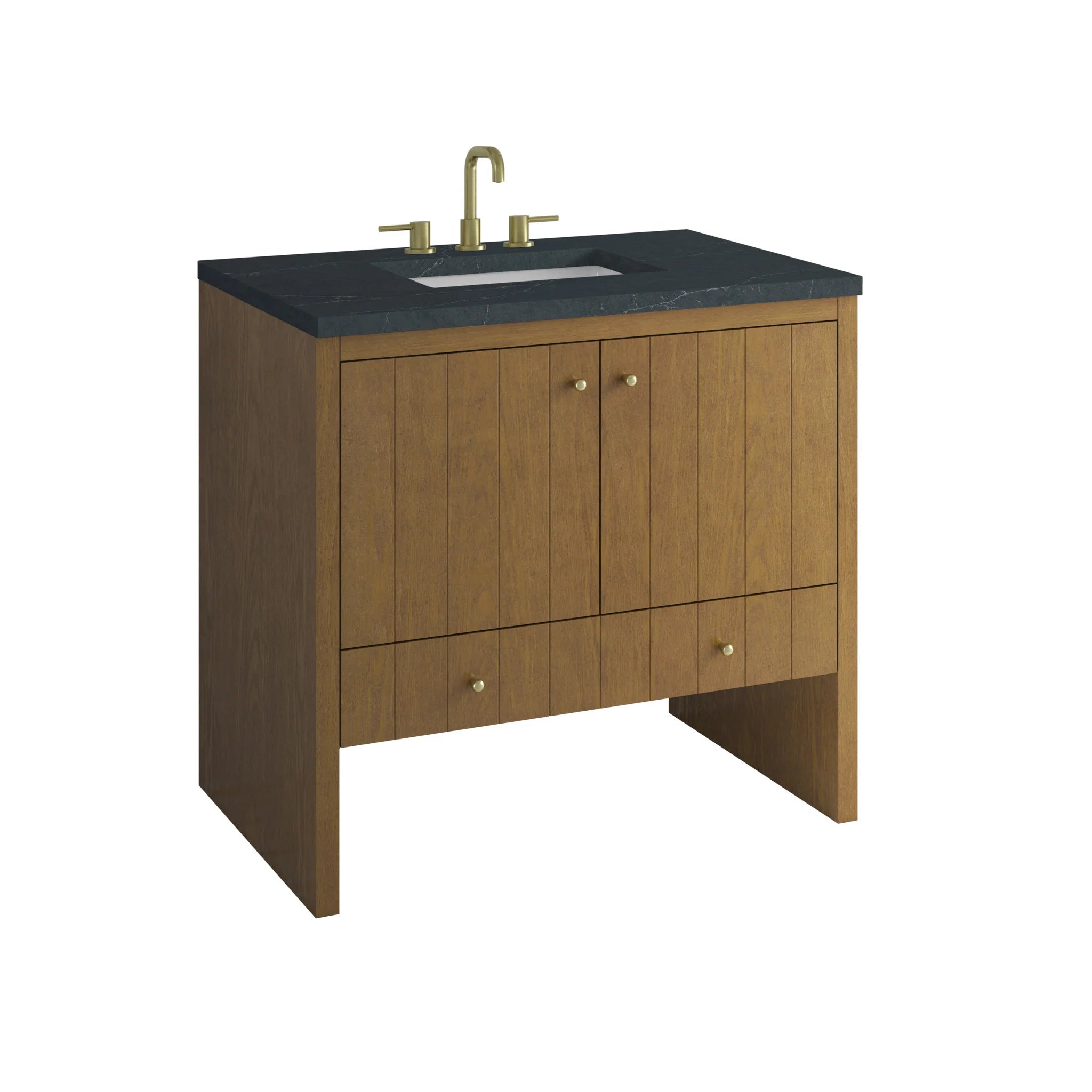 36" Hudson Single Vanity in Honey Oak by James Martin Vanities-Charcoal Soapstone Silestone 10
