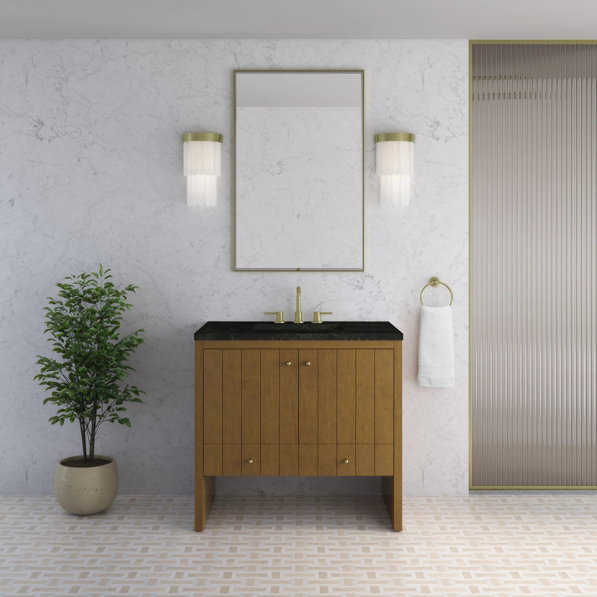 36" Hudson Single Vanity in Honey Oak by James Martin Vanities-Phantome Eclos 1