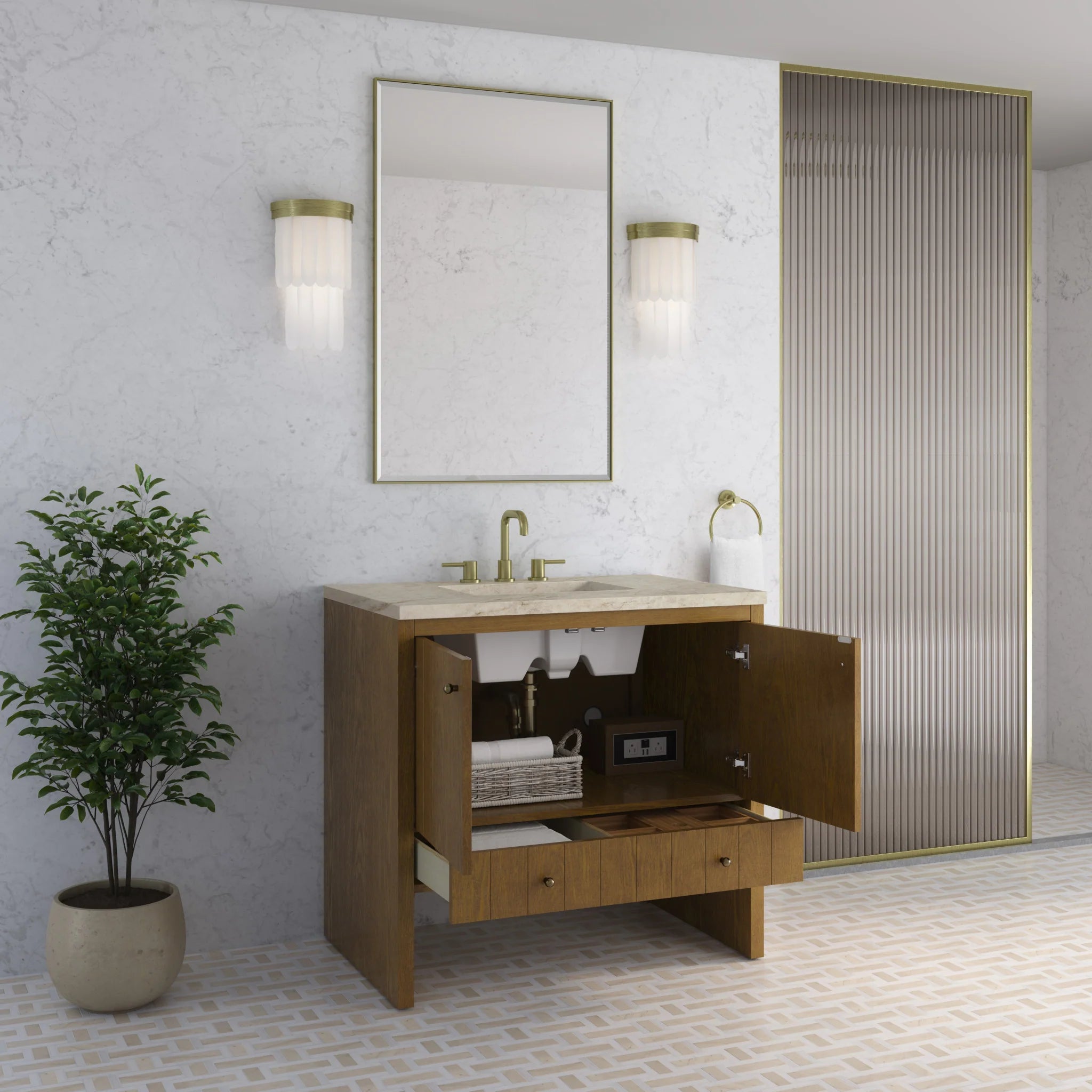 36" Hudson Single Vanity in Honey Oak by James Martin Vanities-Tajnar Eclos 3