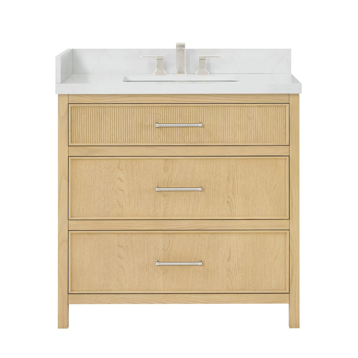 36" Isola Single Bathroom Vanity Scandinavian Oak Brushed Nickel Trim by wyndham View 5
