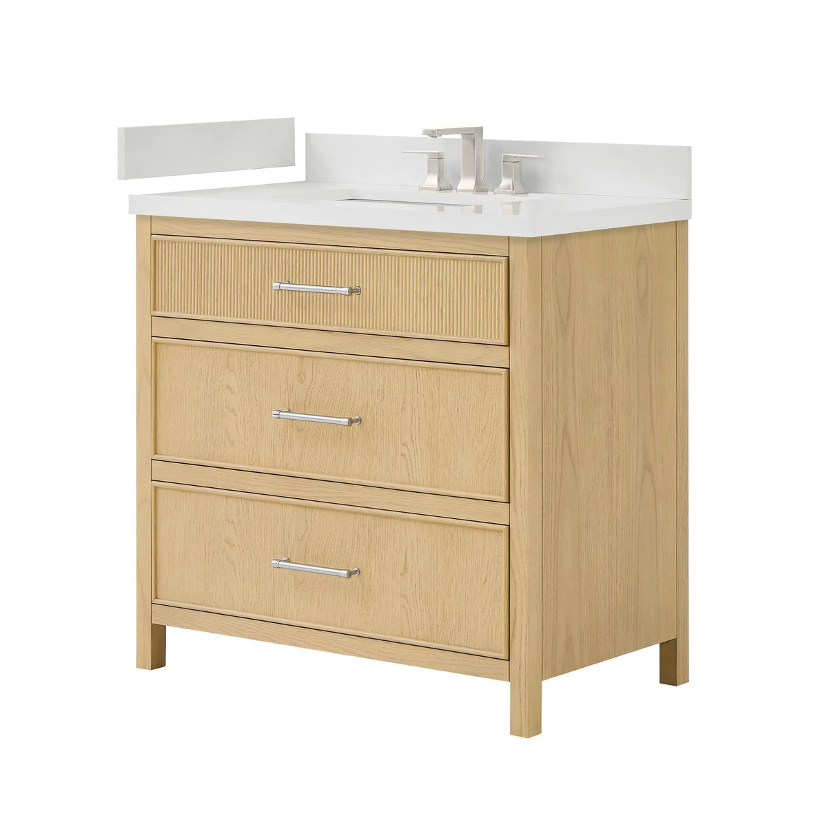 36" Isola Single Bathroom Vanity Scandinavian Oak Brushed Nickel Trim by wyndham View 16