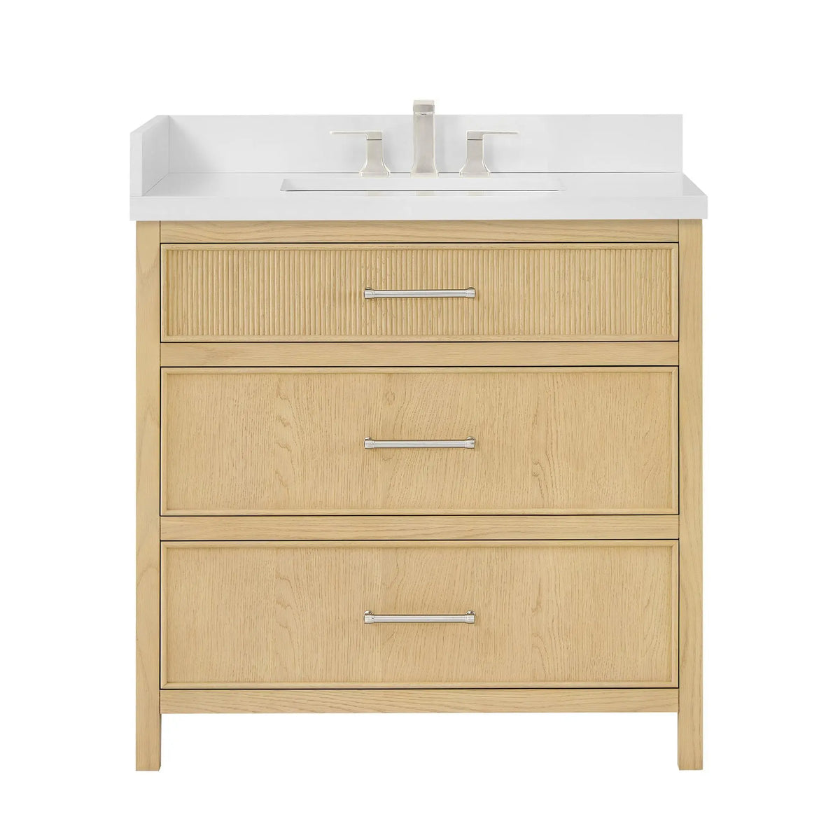 36" Isola Single Bathroom Vanity Scandinavian Oak Brushed Nickel Trim by wyndham View 13