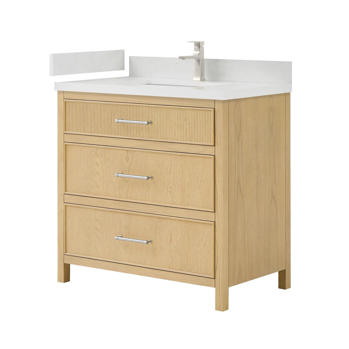 36" Isola Single Bathroom Vanity Scandinavian Oak Brushed Nickel Trim by wyndham View 4