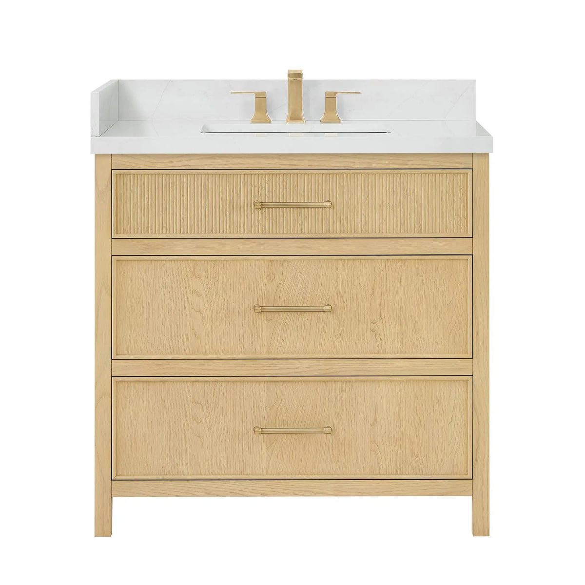 36" Isola Single Bathroom Vanity Scandinavian Oak Satin Bronze Trim by wyndham View 5