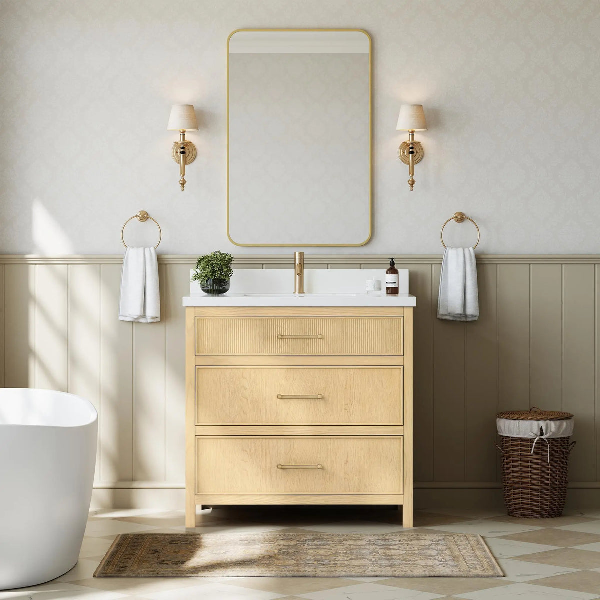 36" Isola Single Bathroom Vanity Scandinavian Oak Satin Bronze Trim by wyndham View 10