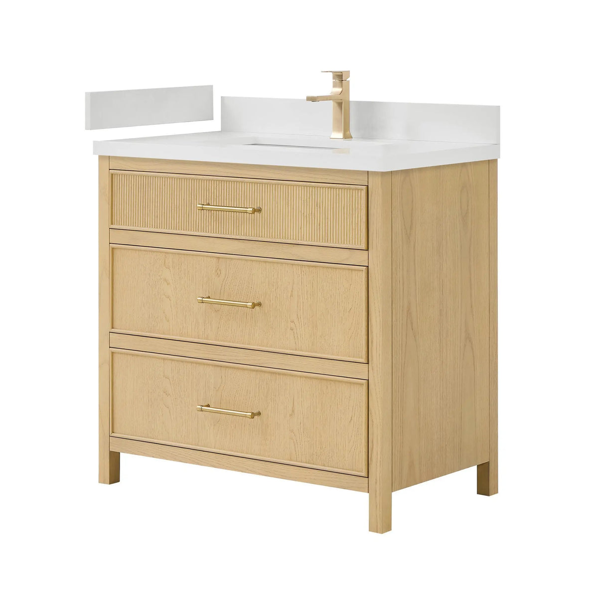 36" Isola Single Bathroom Vanity Scandinavian Oak Satin Bronze Trim by wyndham View 12