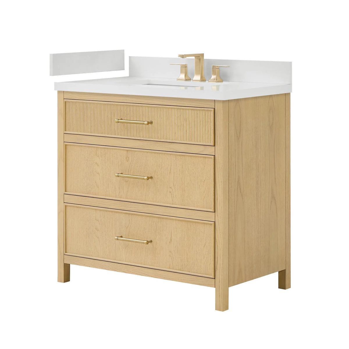 36" Isola Single Bathroom Vanity Scandinavian Oak Satin Bronze Trim by wyndham View 16