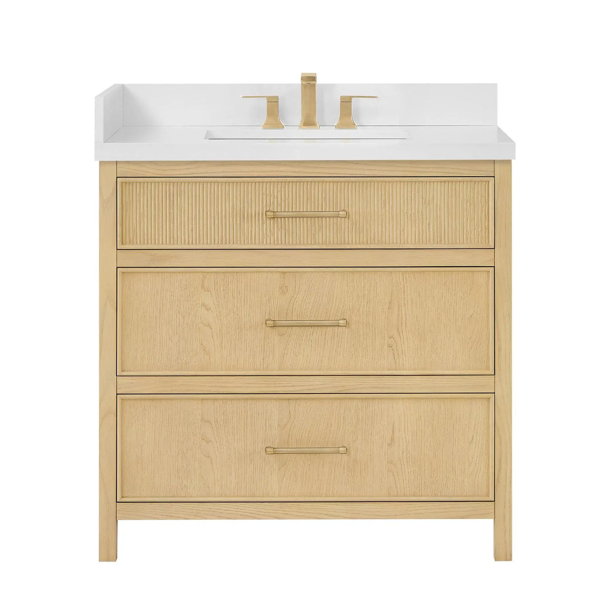 36" Isola Single Bathroom Vanity Scandinavian Oak Satin Bronze Trim by wyndham View 13