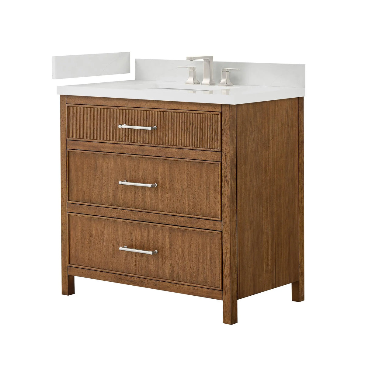 36" Isola Single Bathroom Vanity Toasted Walnut Brushed Nickel Trim by wyndham View 8