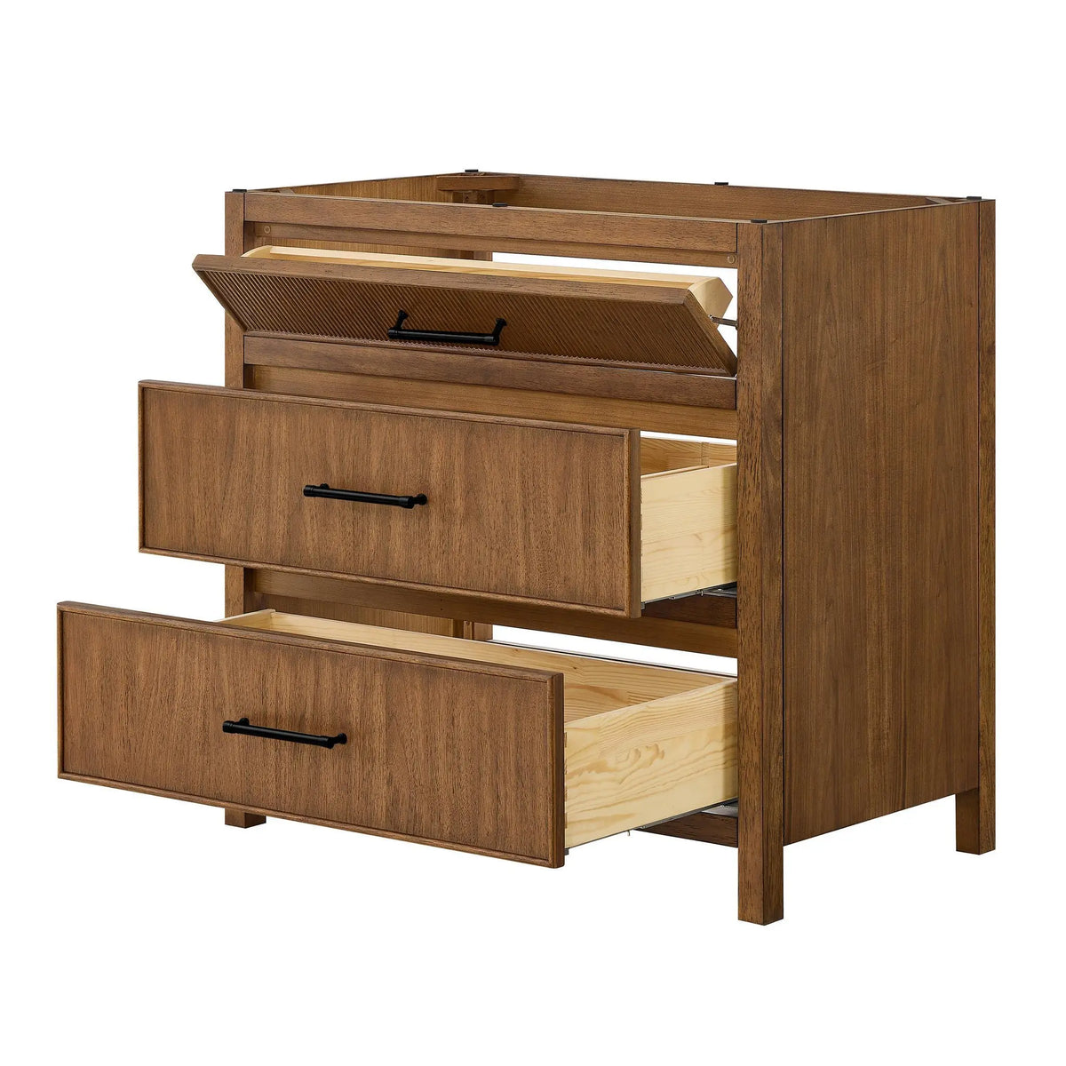 36" Isola Single Bathroom Vanity Toasted Walnut Matte Black Trim by wyndham View 18
