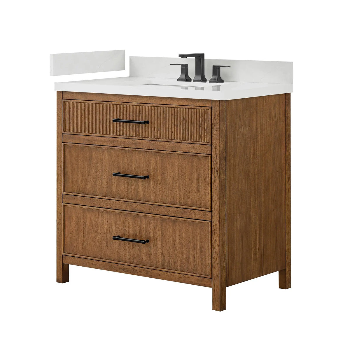 36" Isola Single Bathroom Vanity Toasted Walnut Matte Black Trim by wyndham View 8