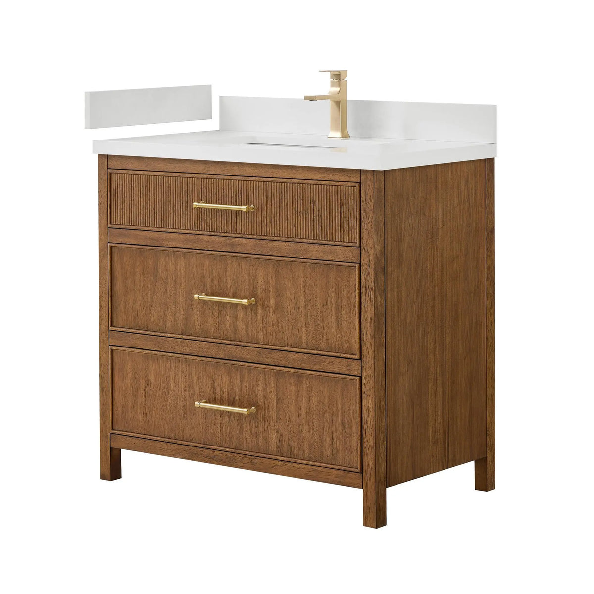 36" Isola Single Bathroom Vanity Toasted Walnut Satin Bronze Trim by wyndham View 12