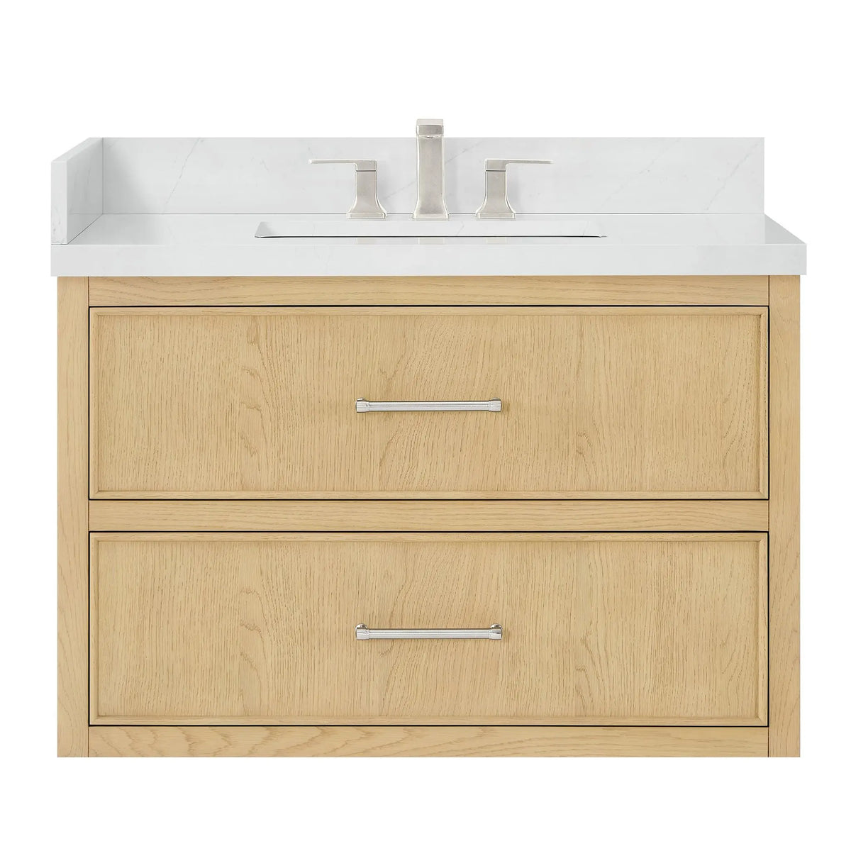 36" Isola Single Wall Mounted Bathroom Vanity Scandinavian Oak Brushed Nickel Trim by wyndham View 5