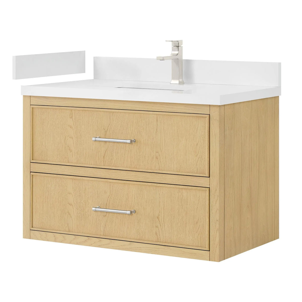 36" Isola Single Wall Mounted Bathroom Vanity Scandinavian Oak Brushed Nickel Trim by wyndham View 12