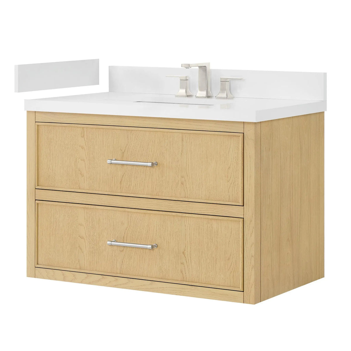 36" Isola Single Wall Mounted Bathroom Vanity Scandinavian Oak Brushed Nickel Trim by wyndham View 16