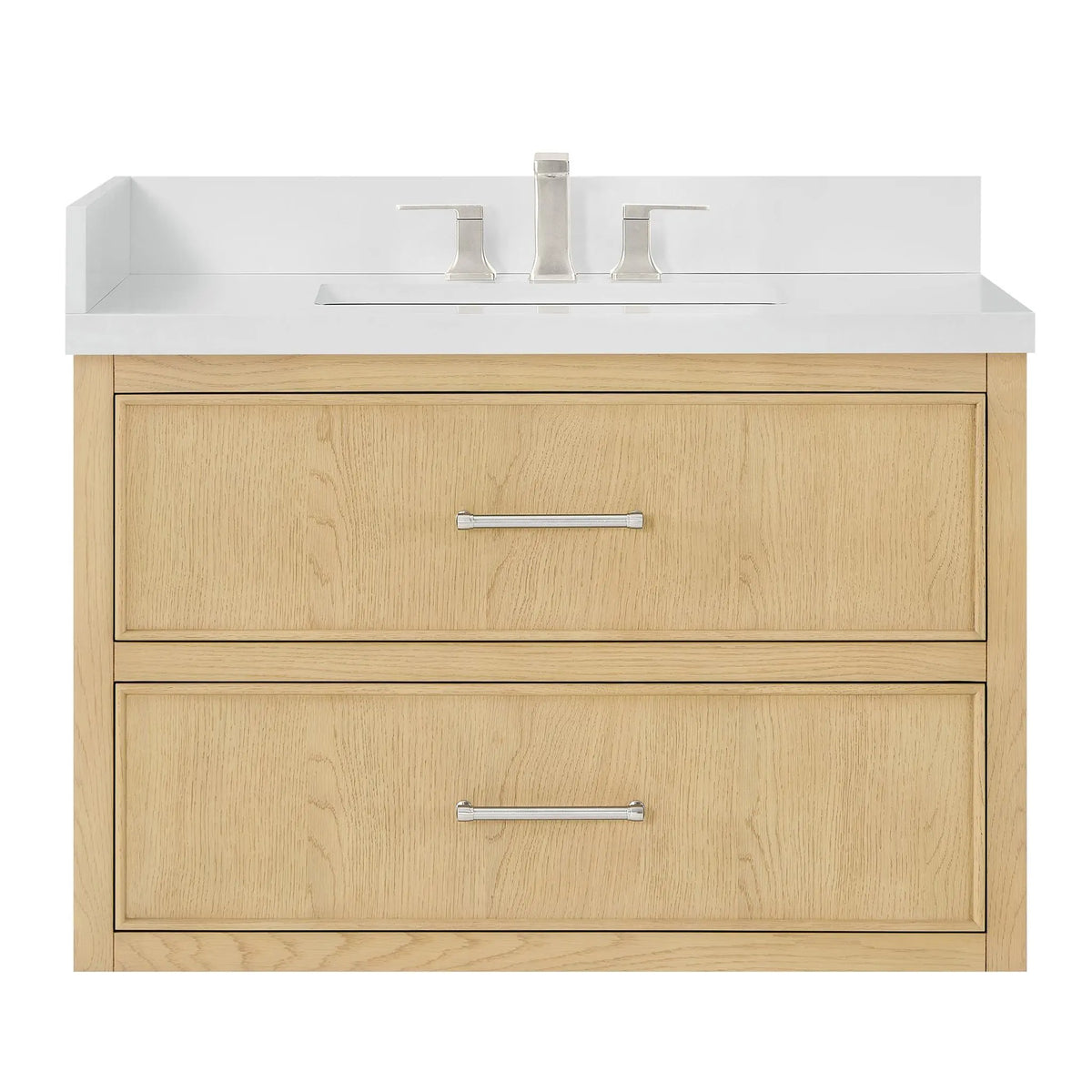 36" Isola Single Wall Mounted Bathroom Vanity Scandinavian Oak Brushed Nickel Trim by wyndham View 13