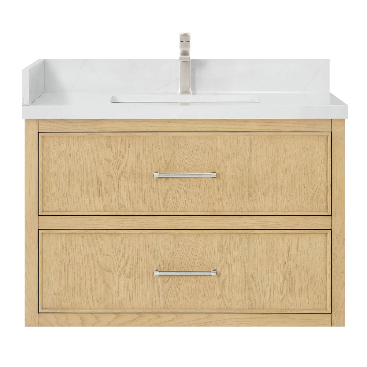 36" Isola Single Wall Mounted Bathroom Vanity Scandinavian Oak Brushed Nickel Trim by wyndham View 1