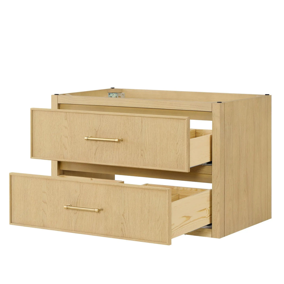 36" Isola Single Wall Mounted Bathroom Vanity Scandinavian Oak Satin Bronze Trim by wyndham View 18