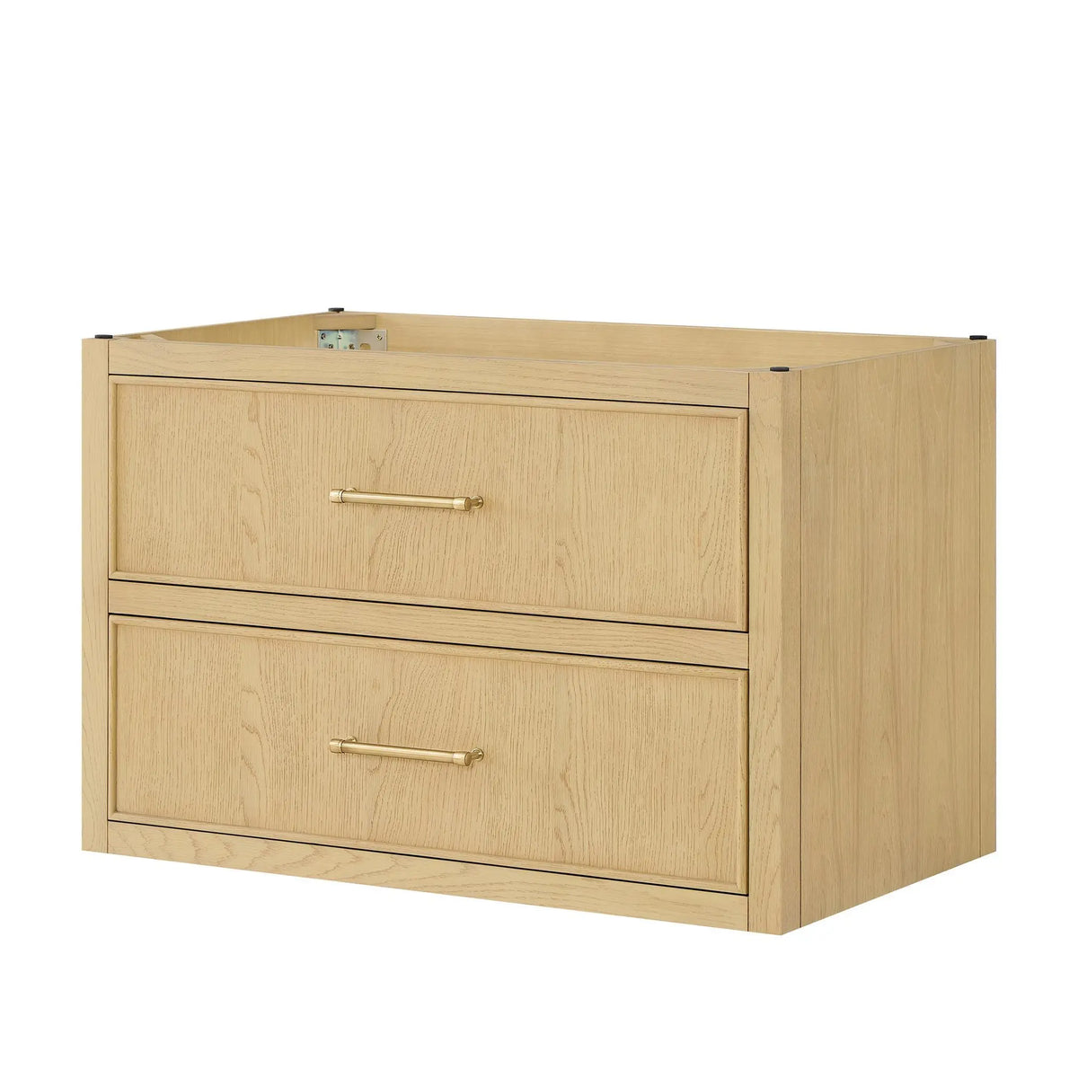 36" Isola Single Wall Mounted Bathroom Vanity Scandinavian Oak Satin Bronze Trim by wyndham View 20