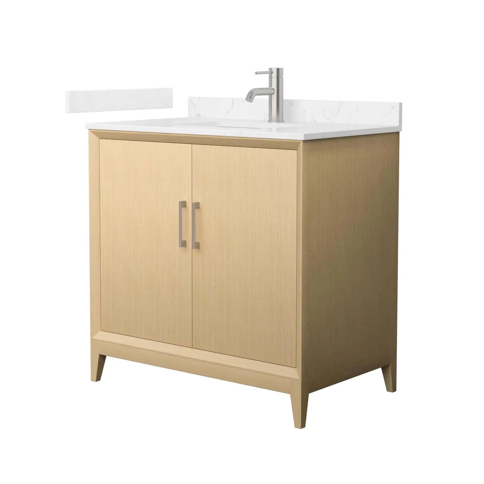 36" Janna Single Bathroom Vanity in White Oak with Brushed Nickel Trim by Wyndham